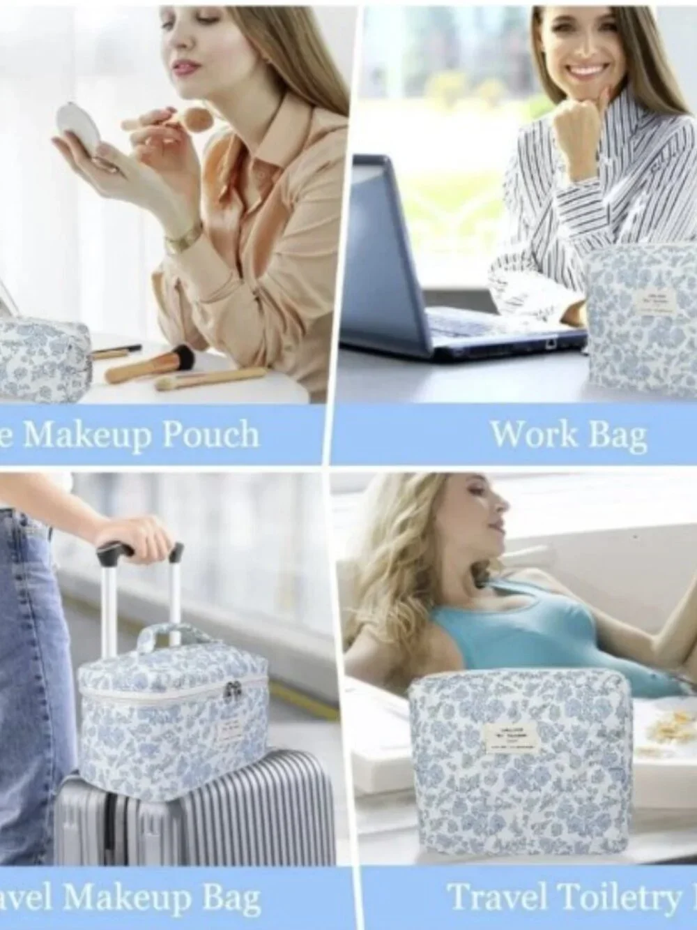 New in Bag, Senbowe foral quilted 3 piece makeup bag set